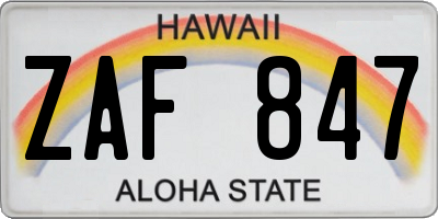 HI license plate ZAF847