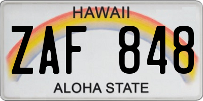 HI license plate ZAF848
