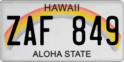 HI license plate ZAF849