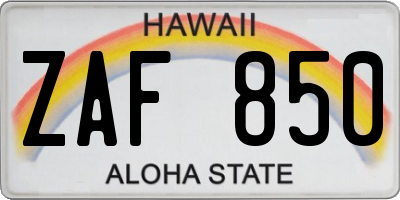 HI license plate ZAF850