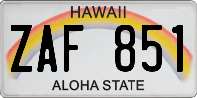 HI license plate ZAF851