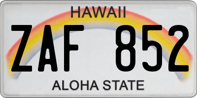 HI license plate ZAF852