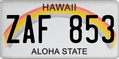 HI license plate ZAF853