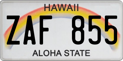 HI license plate ZAF855
