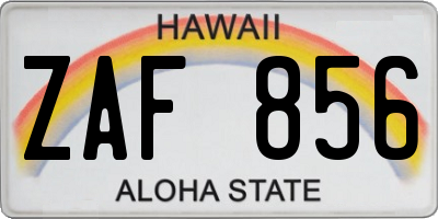 HI license plate ZAF856