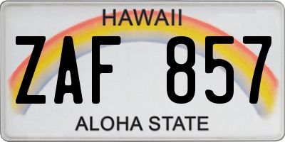 HI license plate ZAF857