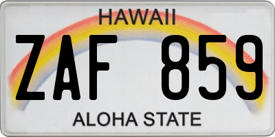 HI license plate ZAF859
