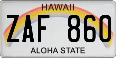 HI license plate ZAF860
