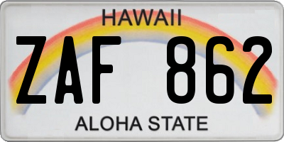 HI license plate ZAF862