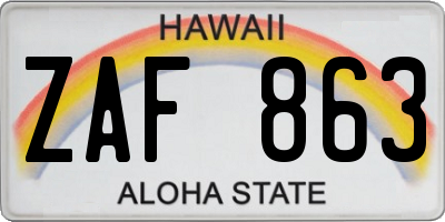 HI license plate ZAF863