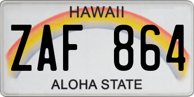 HI license plate ZAF864