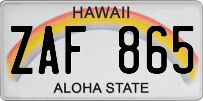 HI license plate ZAF865