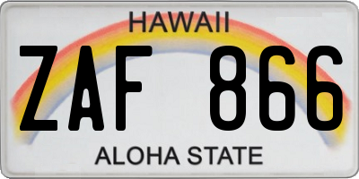 HI license plate ZAF866