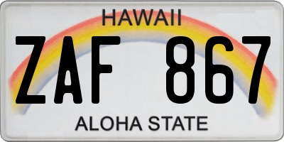 HI license plate ZAF867