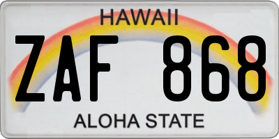 HI license plate ZAF868
