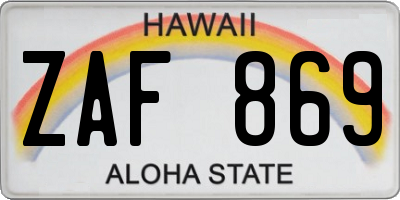 HI license plate ZAF869