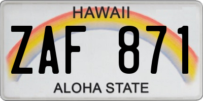 HI license plate ZAF871