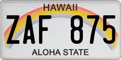 HI license plate ZAF875