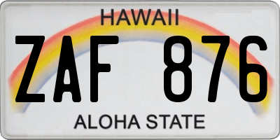 HI license plate ZAF876