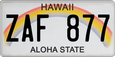 HI license plate ZAF877