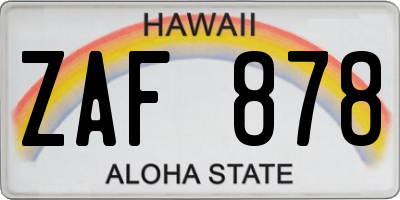 HI license plate ZAF878