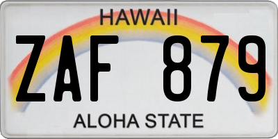 HI license plate ZAF879
