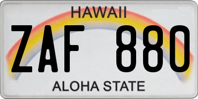 HI license plate ZAF880