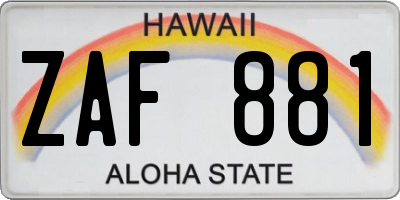 HI license plate ZAF881