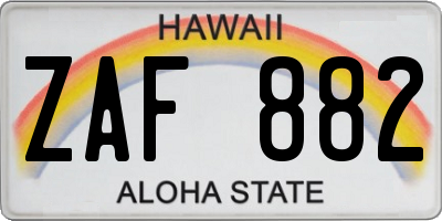 HI license plate ZAF882