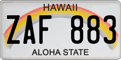HI license plate ZAF883