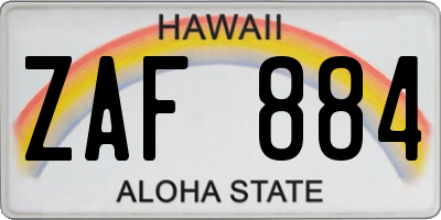 HI license plate ZAF884