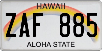 HI license plate ZAF885