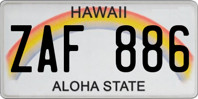 HI license plate ZAF886