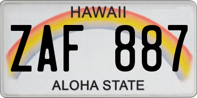 HI license plate ZAF887