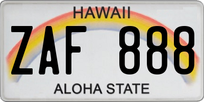 HI license plate ZAF888