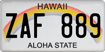 HI license plate ZAF889