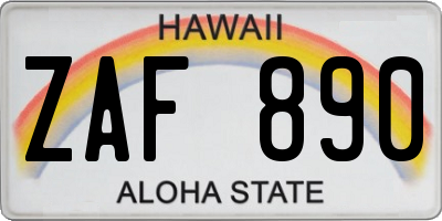 HI license plate ZAF890