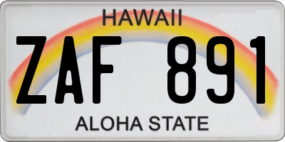 HI license plate ZAF891