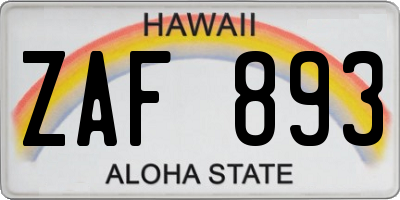 HI license plate ZAF893