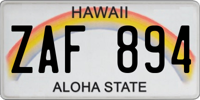 HI license plate ZAF894