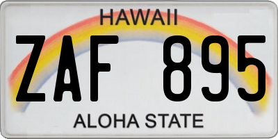 HI license plate ZAF895