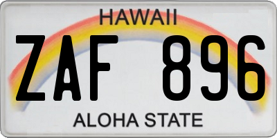 HI license plate ZAF896