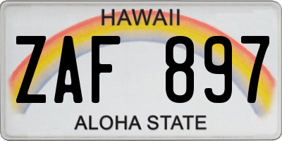 HI license plate ZAF897