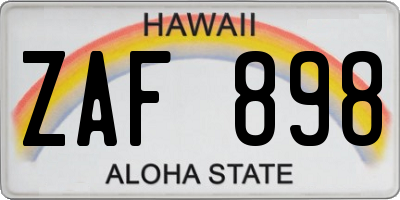 HI license plate ZAF898