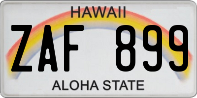 HI license plate ZAF899