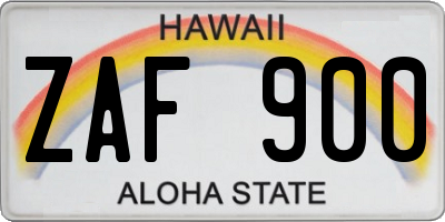 HI license plate ZAF900