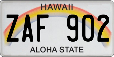 HI license plate ZAF902