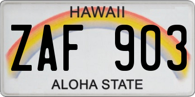 HI license plate ZAF903