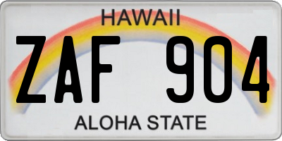 HI license plate ZAF904