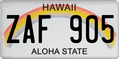 HI license plate ZAF905